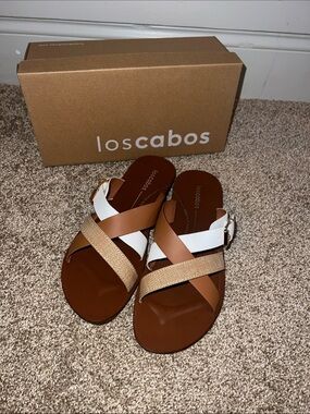 Los Cabos Brik Brown & White Strappy Sandals
